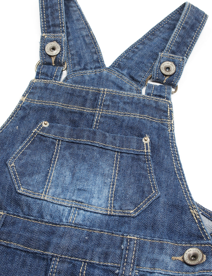 Little Girls Flower Butterfly Embroidered Jean Overall Dress