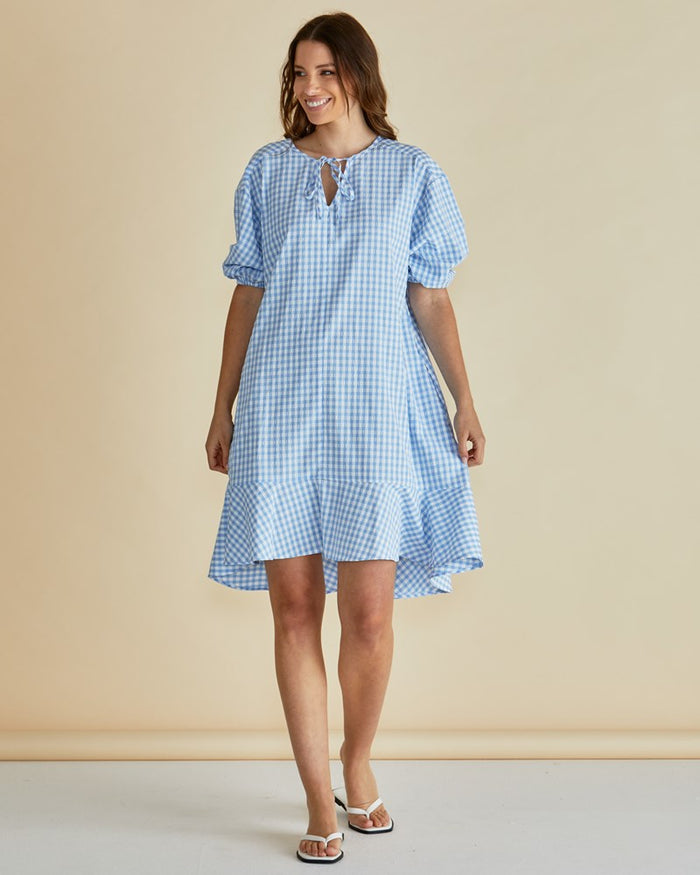 Livvy Gingham Dress in Blue
