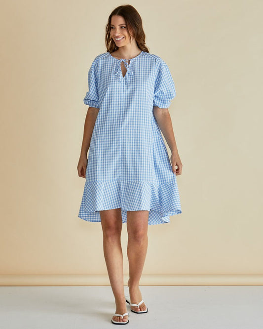 Livvy Gingham Dress in Blue