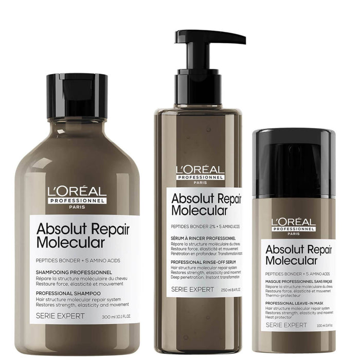 L’Oréal Professionnel Absolut Repair Molecular Shampoo, Serum & Leave-In Mask Trio