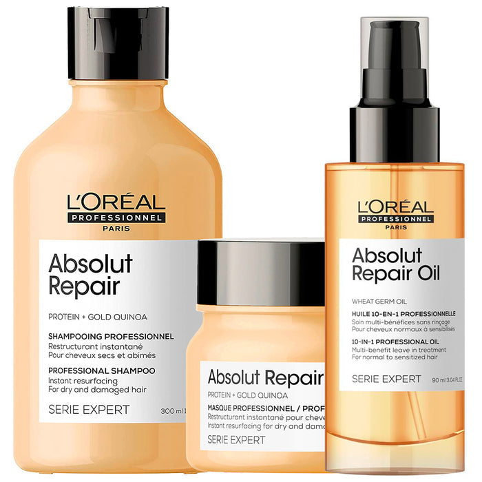 L’Oréal Professionnel Absolut Repair Shampoo, Masque & Oil Trio Gift Set