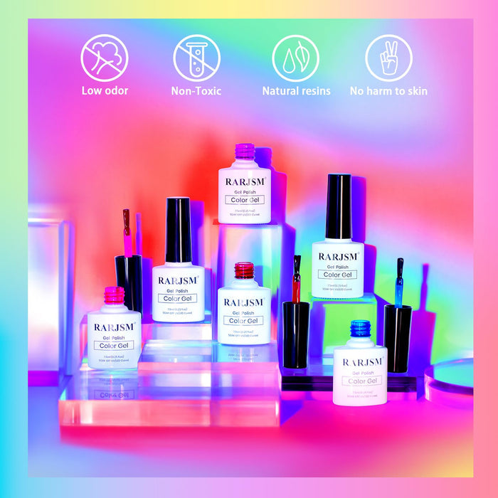 RARJSM valentine neon jelly gel polish set with low odor, non-toxic, natural resins, perfect for Valentine's Day romantic looks