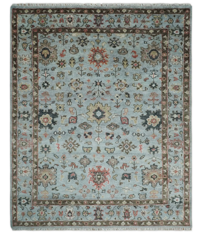 Made to Order Wool Traditional Silver and Olive  Hand knotted Oushak Area Rug