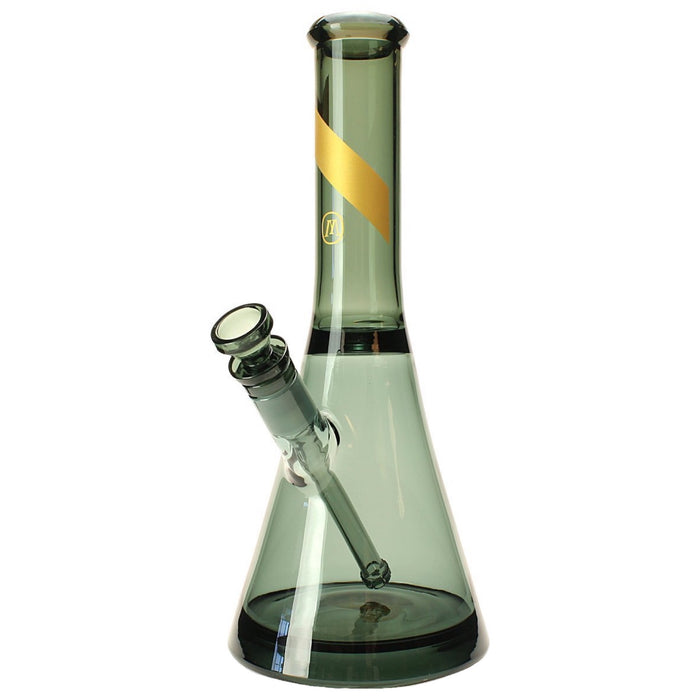 a glass flask filled with a liquid