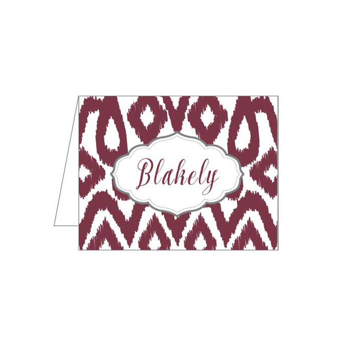 Maroon Ikat Folded Note - Barque Gifts