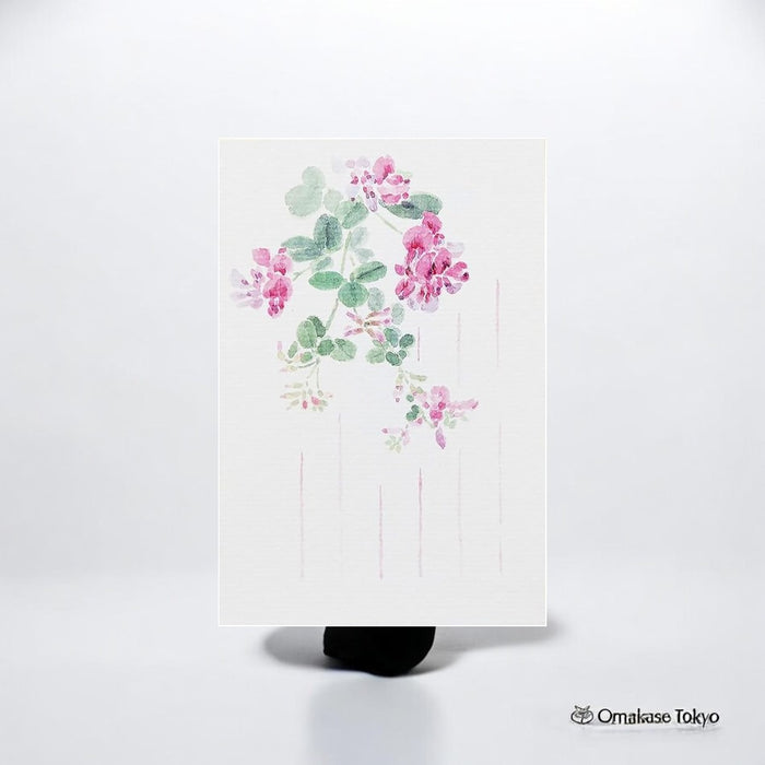 Medetaya Washi Seasonal Postcard – Hagi Flower (Autumn)