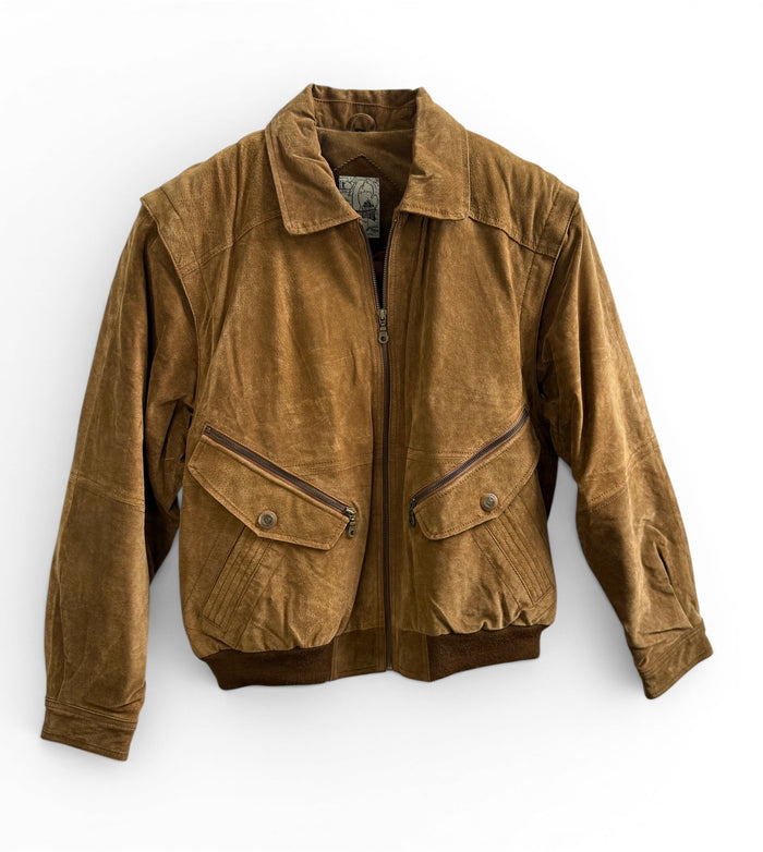Men’s Camel Suede Jacket with Removable Sleeves