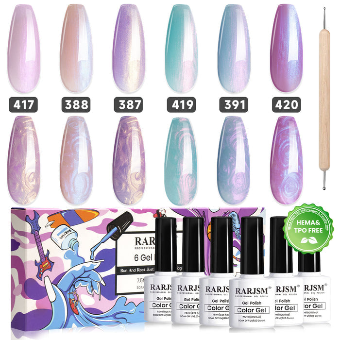 Mermaid Series Thread pearl gel nail polish 6 Colors Set 7.5ml