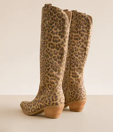 Metallic Leopard Knee High Boots