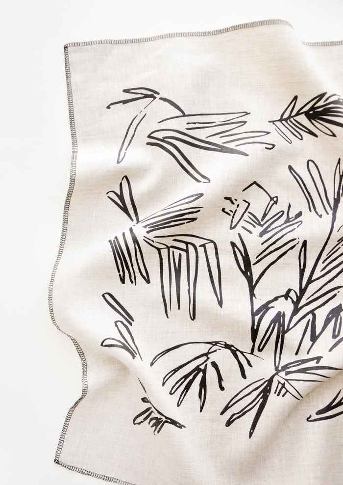 Screen Printed Palm Leaf Linen Tea Towel - LEIF