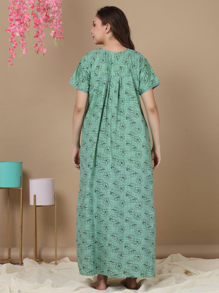 Green Poly Viscose Women in Nighties