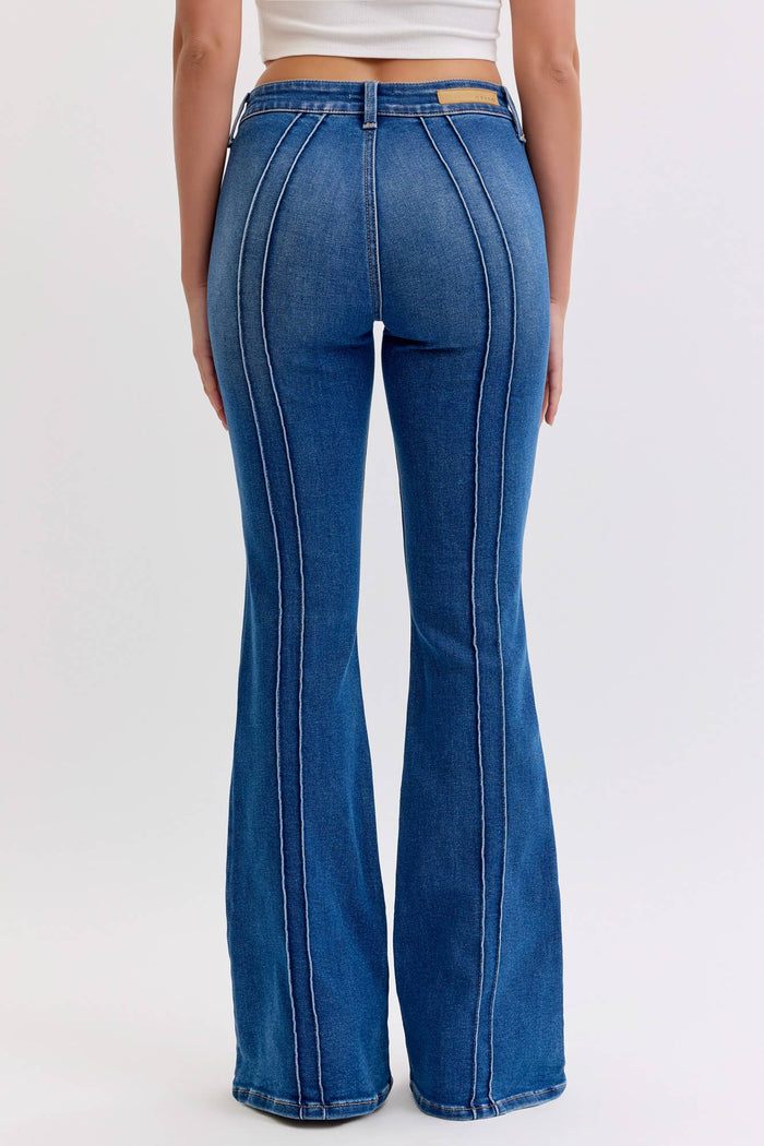 Mid Rise Flare with Pintuck Seam