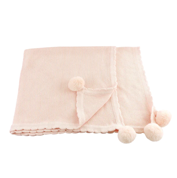 Mon Ami Pom Pom Baby Blanket - Multiple Colors Blankets & Throws in Blush Pink at Wrapsody