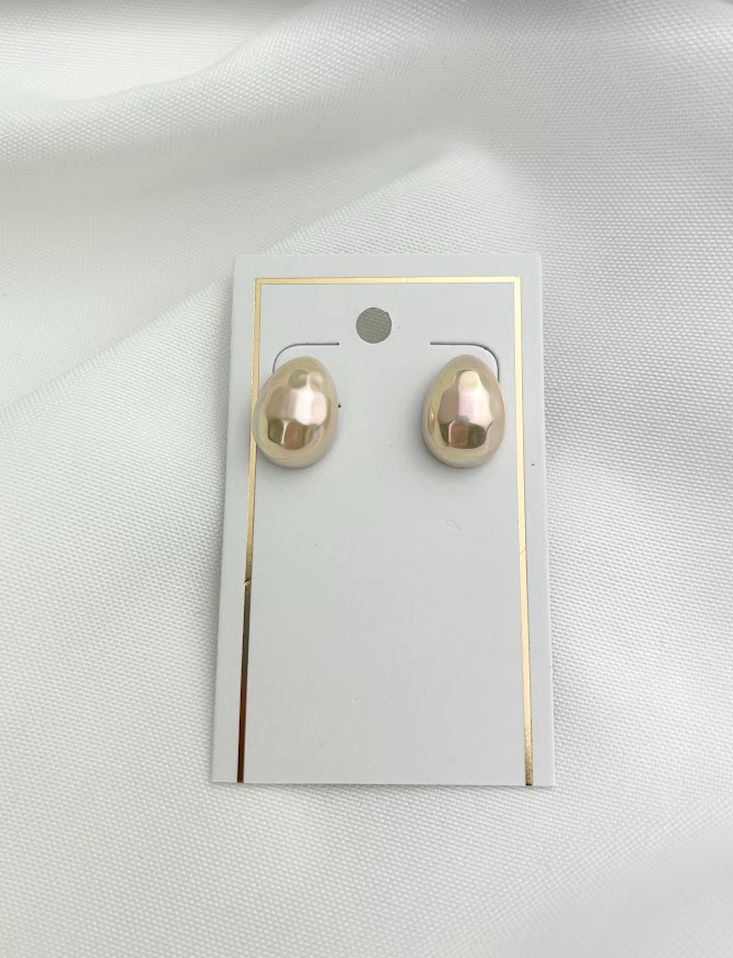 Monica Oval Pink/Opal Stud Earrings in  at Wrapsody