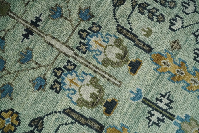 Moss Green and Ivory Tree of life Hand Knotted Wool Rug