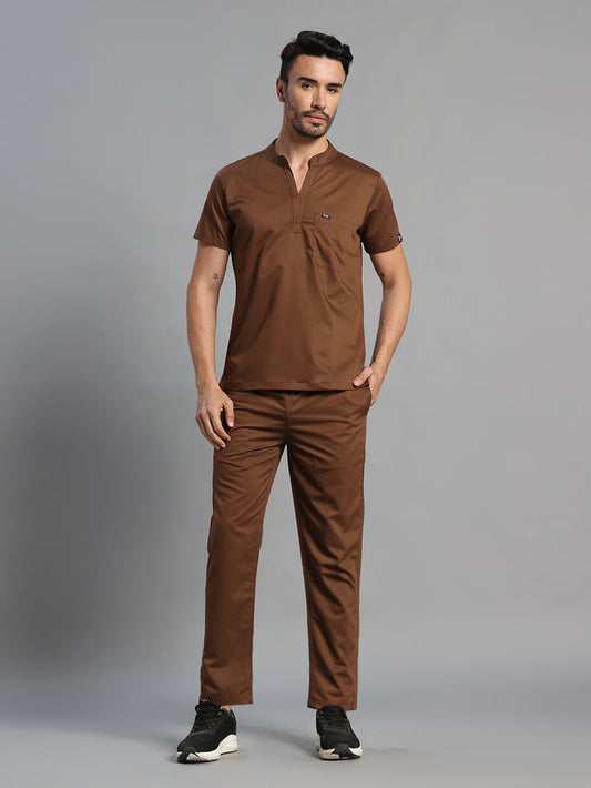 Move Lite Men Mocha (Mandarin Neck) Scrub Set