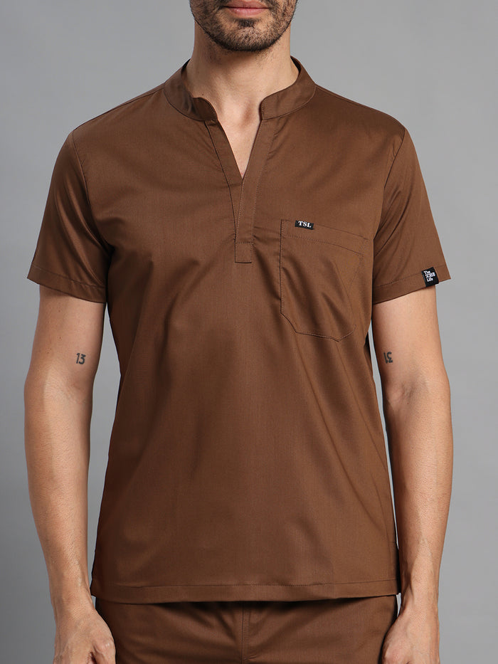 Move Lite Men Mocha (Mandarin Neck) Scrub Set