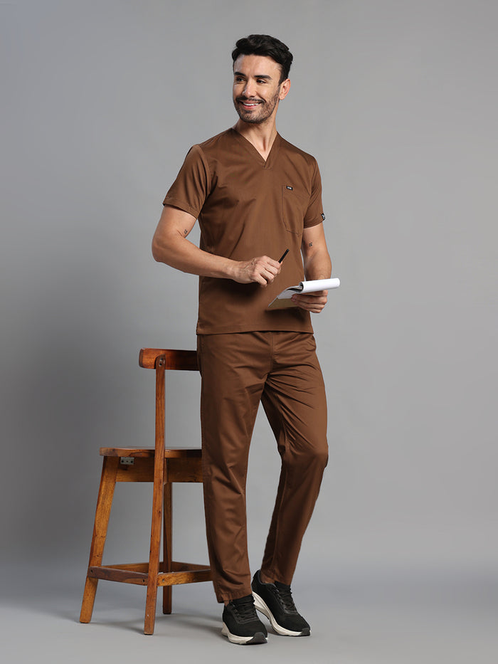 Move Lite Men Mocha (V Neck) Scrub Set