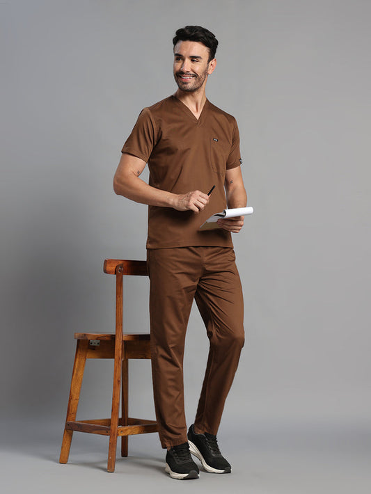Move Lite Men Mocha (V Neck) Scrub Set
