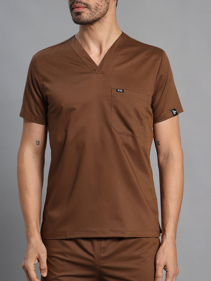 Move Lite Men Mocha (V Neck) Scrub Set