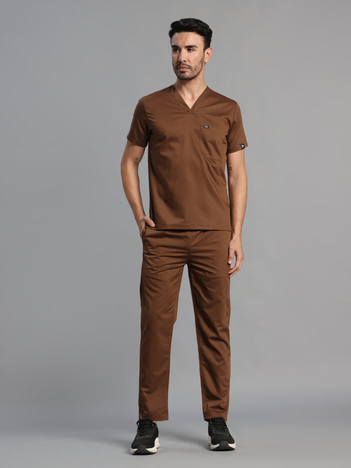 Move Lite Men Mocha (V Neck) Scrub Set