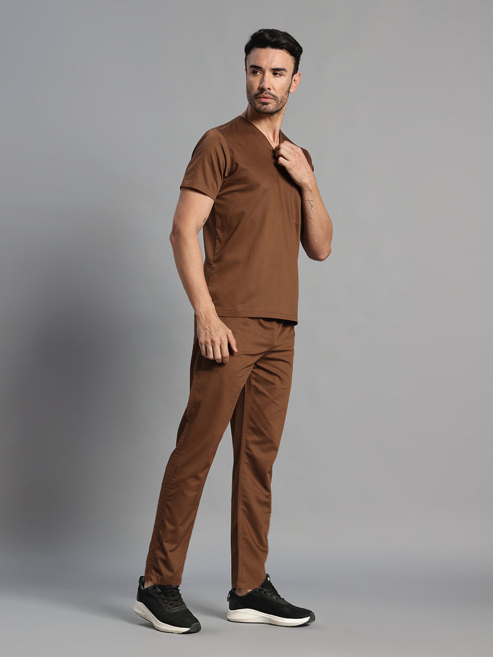 Move Lite Men Mocha (V Neck) Scrub Set