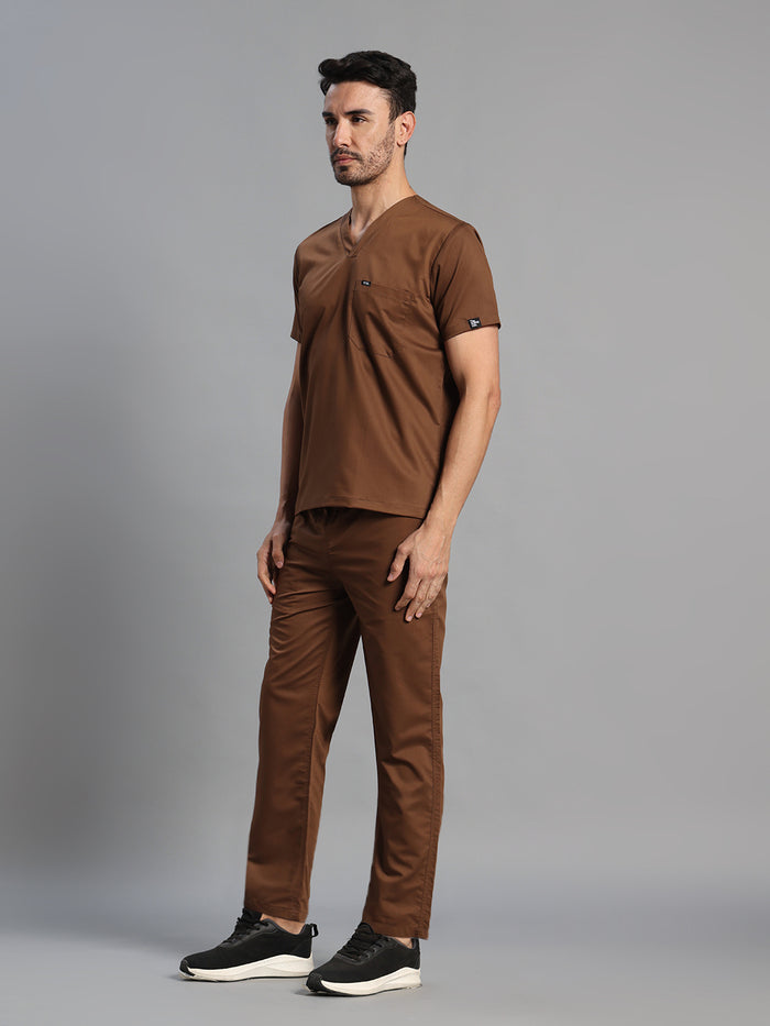 Move Lite Men Mocha (V Neck) Scrub Set