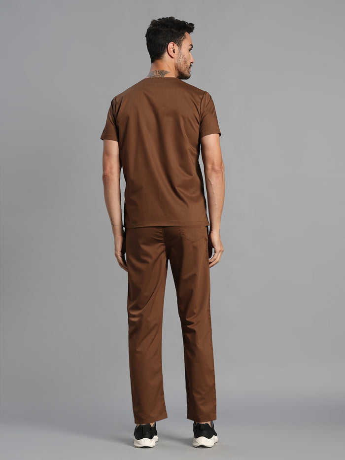 Move Lite Men Mocha (V Neck) Scrub Set