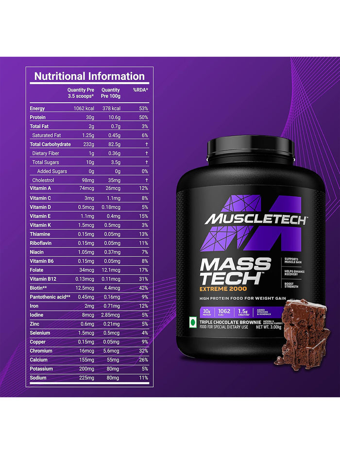 MuscleTech Mass Tech Extreme 2000 Triple Chocolate Brownie (3 kg)