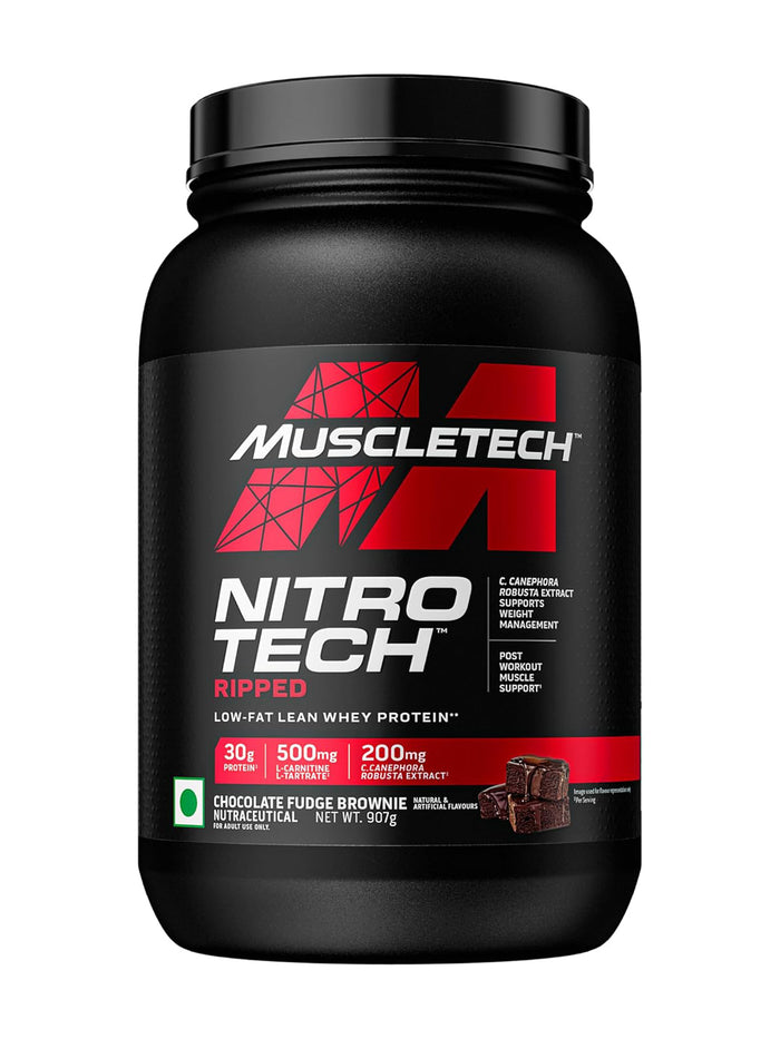 MuscleTech Nitro Tech Ripped Chocolate Fudge Brownie Powder (907 g)