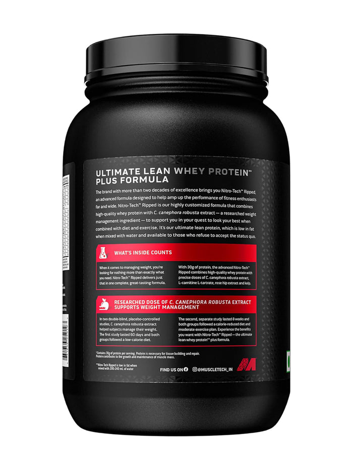 MuscleTech Nitro Tech Ripped Chocolate Fudge Brownie Powder (907 g)