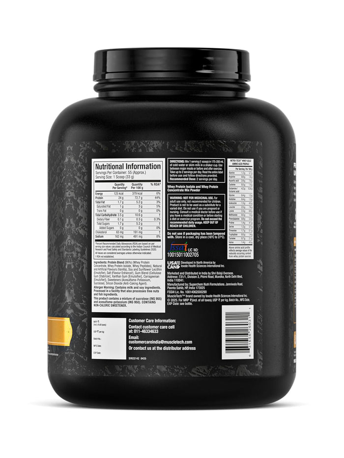 MuscleTech Nitro Tech Whey Gold Vanilla Cream Powder (1.81 kg)