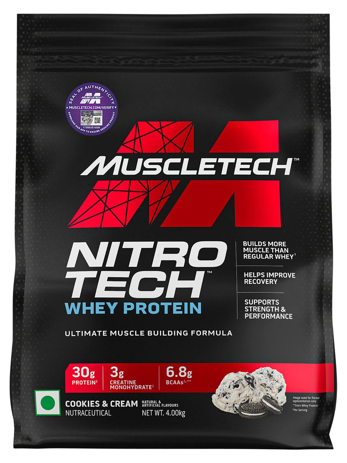MuscleTech Nitro Tech Whey Protein Cookies & Cream Powder (4 kg)