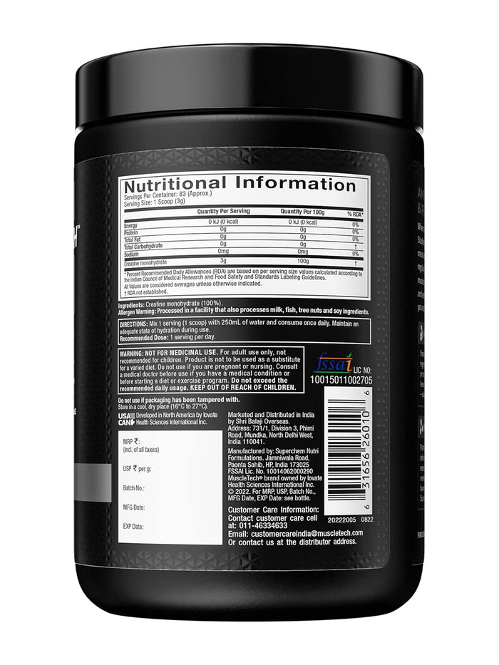 MuscleTech Platinum 100% Creatine Monohydrate Unflavoured Powder (250 g)