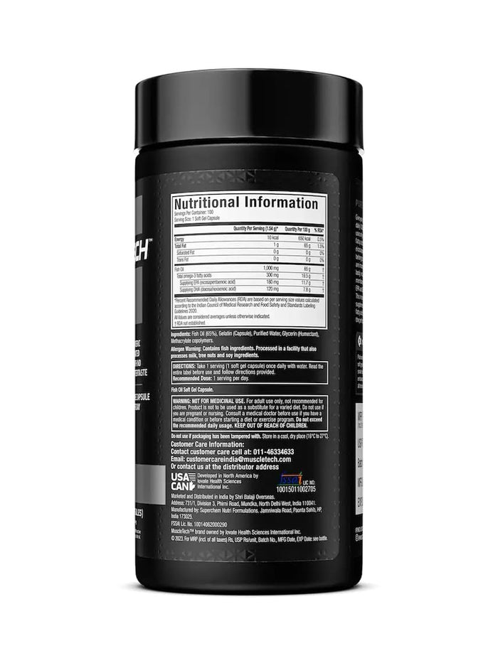 MuscleTech Platinum 100% Fish Oil Omega-3 Softgels (100 Softgels)