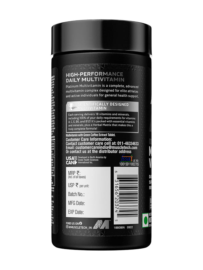MuscleTech Platinum Multivitamin Tablets (60 Tablets)