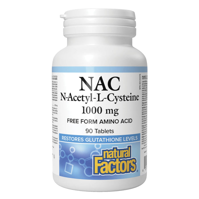 Bottle of Natural Factors N-Acetyl-L-Cysteine 1000mg 90 Tablets