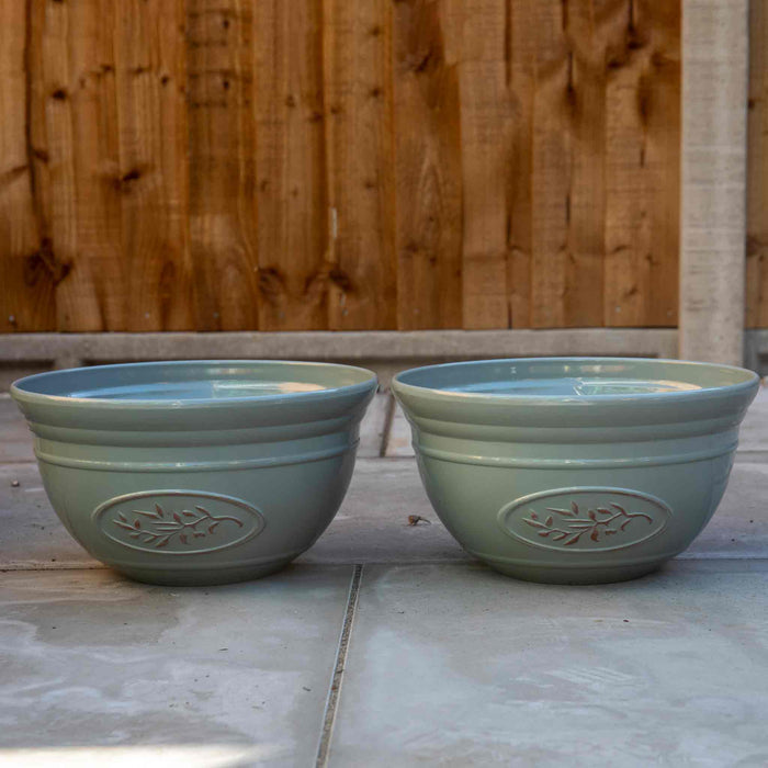Olive Bowl Planters in Grey 30cm