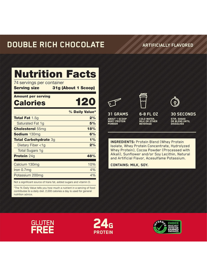 ON Gold Standard 100% Whey Protein Double Rich Chocolate Powder (2.27 kg)