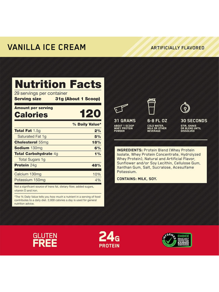 ON Gold Standard 100% Whey Protein Vanilla Ice Cream Powder (899 g)