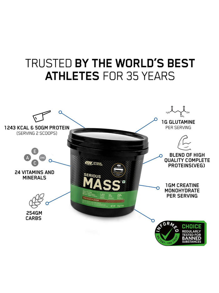ON Serious Mass Weight Gainer Chocolate Powder (5 kg)