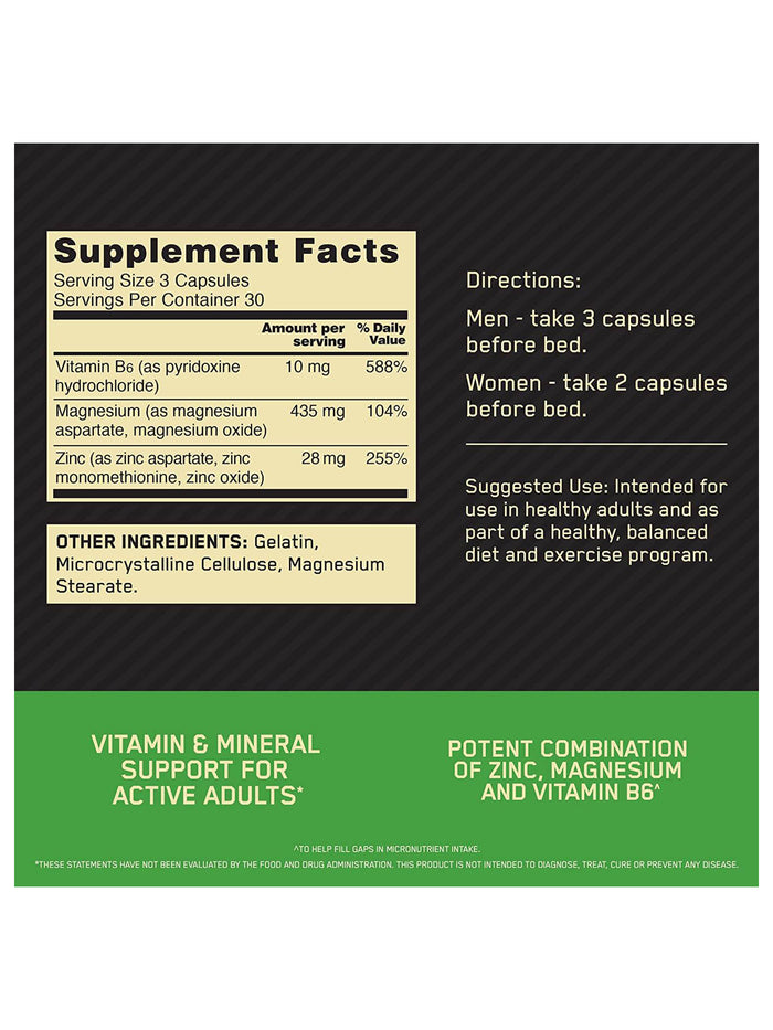 ON ZMA Zinc Magnesium Capsules (90 Capsules)