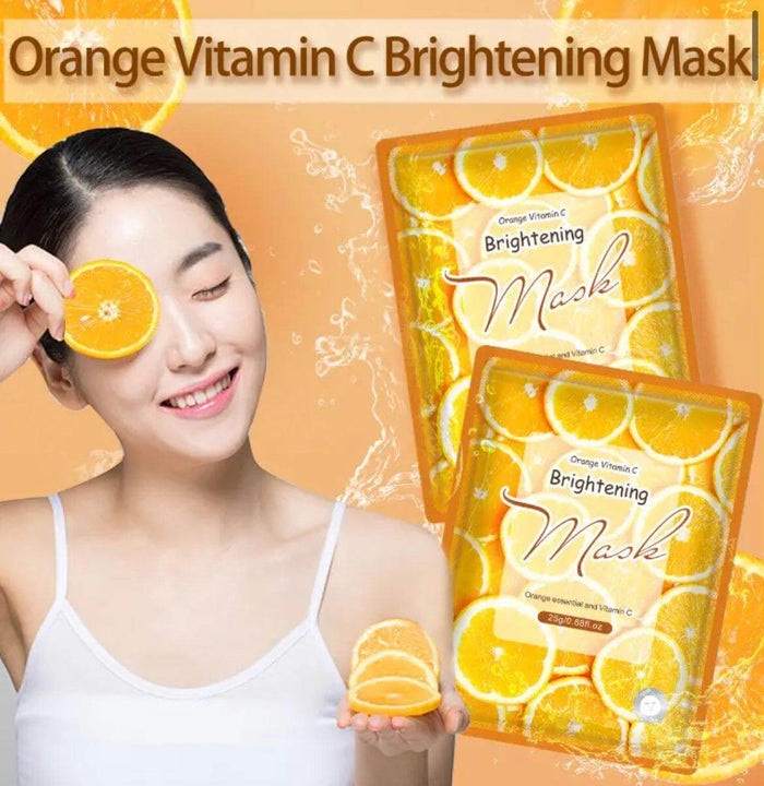Orange Vitamin C Facial Sheet Masks - Boost Radiance, Brightening & Hydration - 10 Pack - SD Cosmetics Care