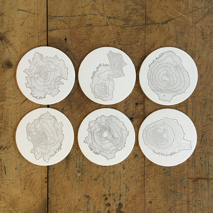 Oregon Topographic Map Letterpress Coasters