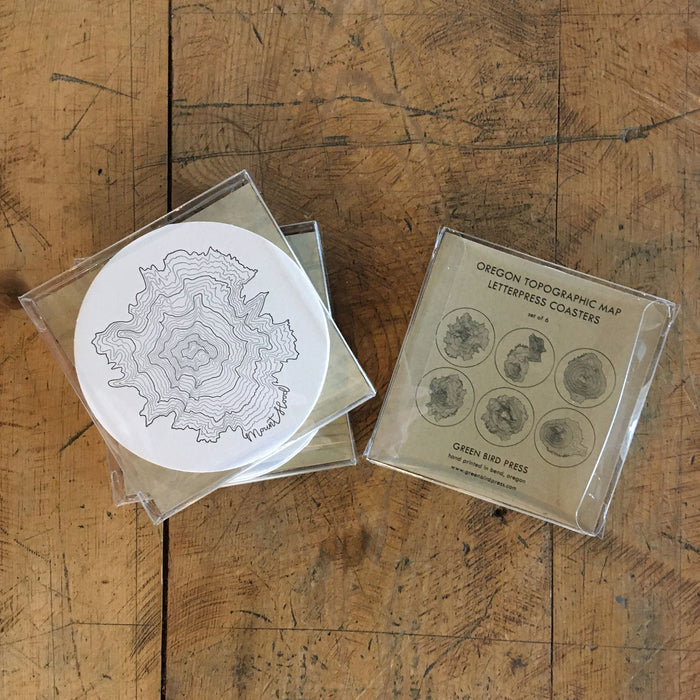Oregon Topographic Map Letterpress Coasters