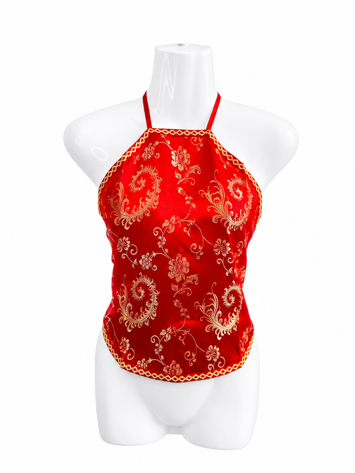 Oriental Satin Halter Top – Imperial Red