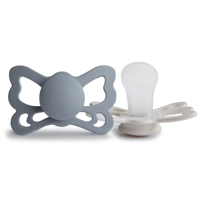 pacifier butterfly anatomical silicone 2 pack - g grey/silver grey