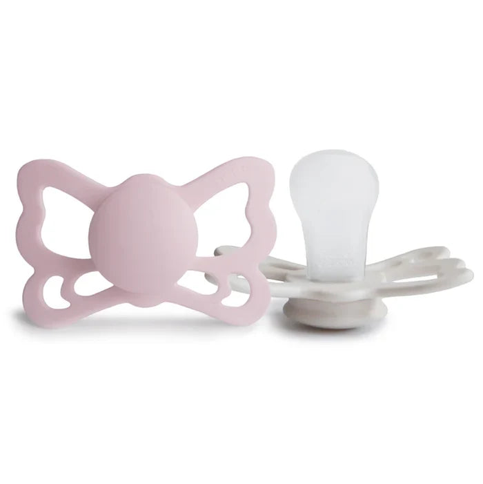 pacifier butterfly anatomical silicone 2 pack - primrose/silver grey
