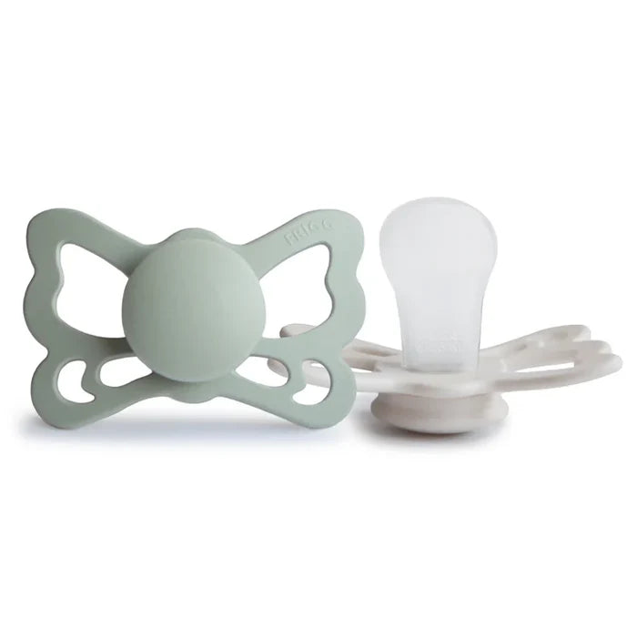 pacifier butterfly anatomical silicone 2 pack - sage/silver grey