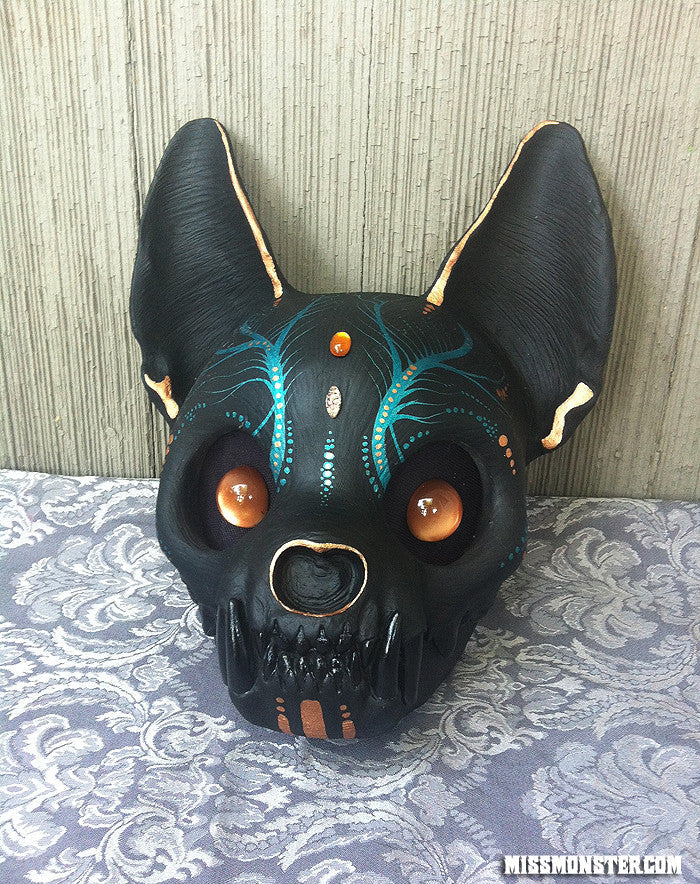 PAINTED AND FINISHED CAT SKULL MASK